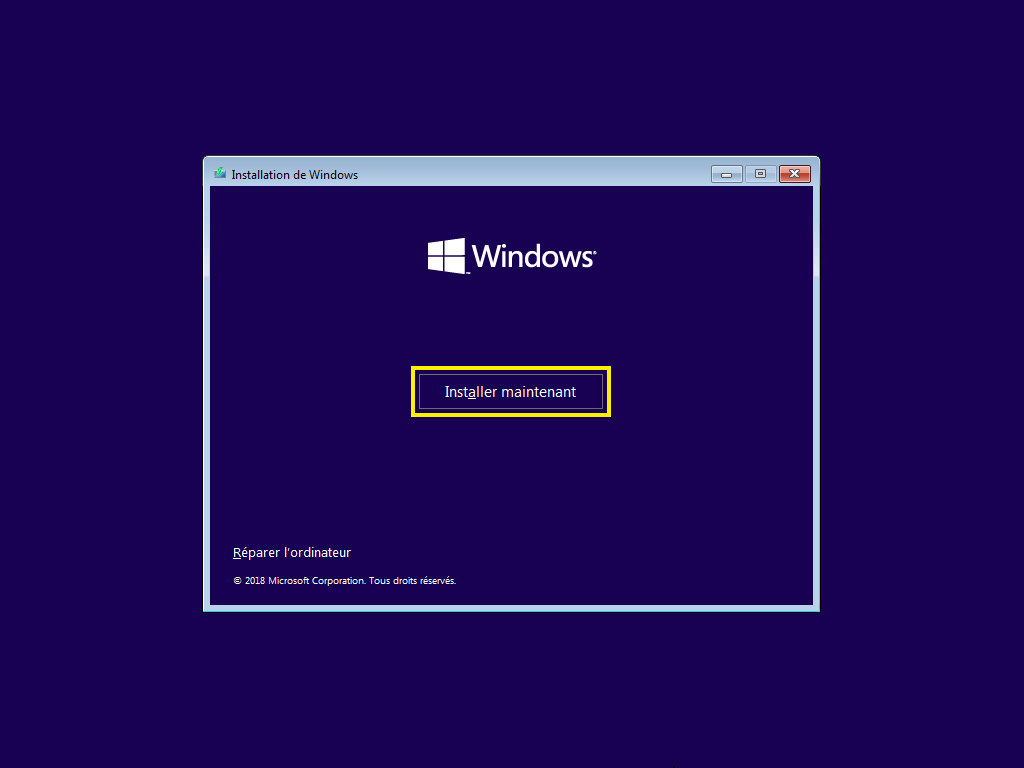 Installation de windows